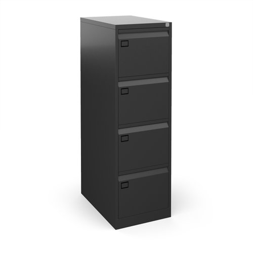 Steel 4 drawer executive filing cabinet 1321mm high - black