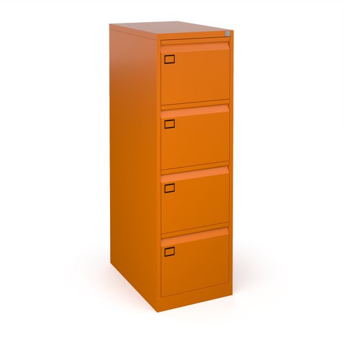 Steel 4 drawer executive filing cabinet 1321mm high - orange