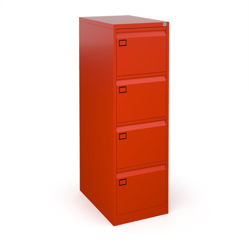 Steel 4 drawer executive filing cabinet 1321mm high - red