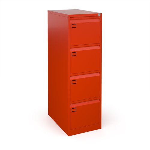 Steel 4 drawer executive filing cabinet 1321mm high - red (Made-to-order 4 - 6 week lead time)