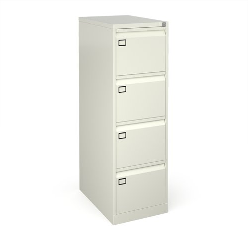 Steel 4 drawer executive filing cabinet 1321mm high - white