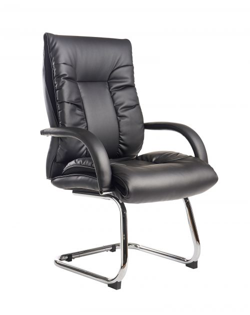 Derby high back visitors chair - black faux leather