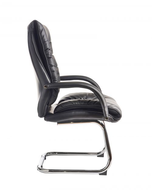 Derby high back visitors chair - black faux leather