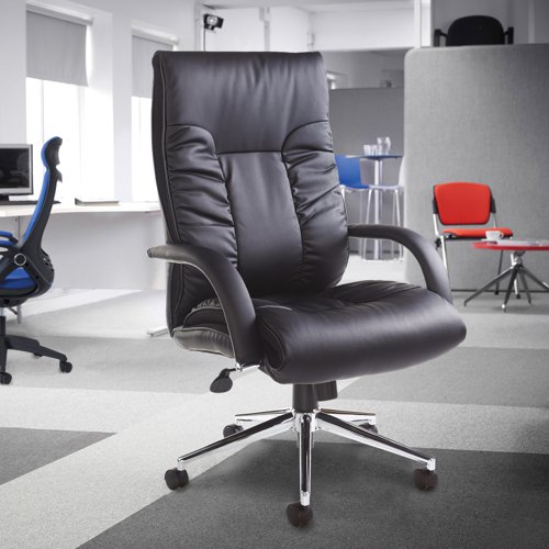 Derby high back executive chair - black faux leather | DER300T1-BLK | Dams International