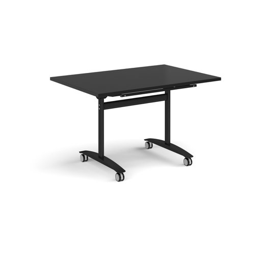 Rectangular deluxe flip top meeting table with black frame 1200mm x 800mm - Black