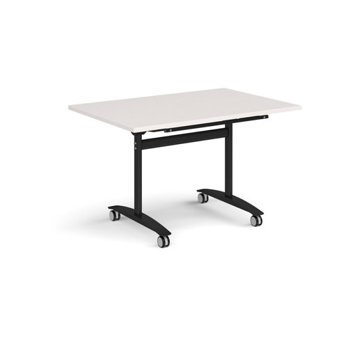 Rectangular deluxe flip top meeting table with black frame 1200mm x 800mm - Light Grey