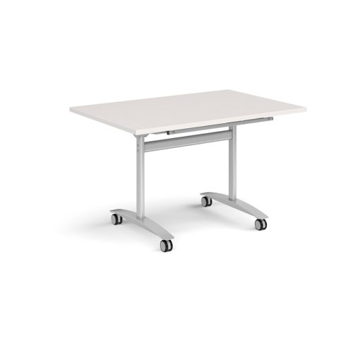 Rectangular deluxe flip top meeting table with silver frame 1200mm x 800mm - Light Grey