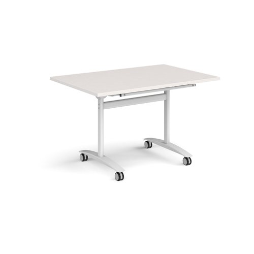 Rectangular deluxe flip top meeting table with white frame 1200mm x 800mm - Light Grey