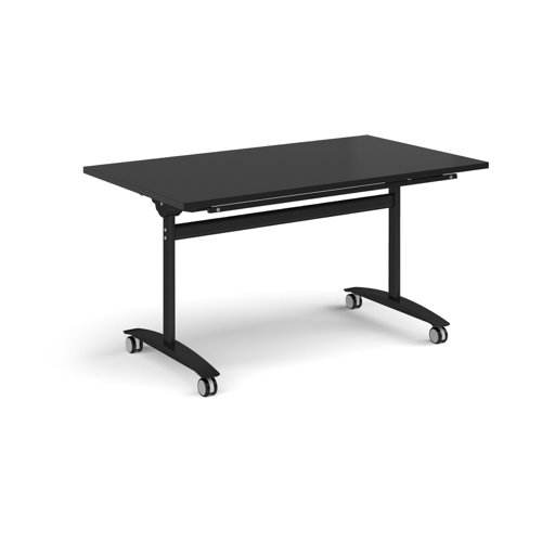 Rectangular deluxe flip top meeting table with black frame 1400mm x 800mm - Black