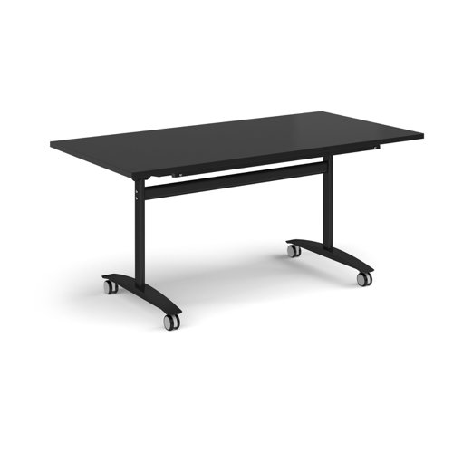 Rectangular deluxe flip top meeting table with black frame 1600mm x 800mm -Black