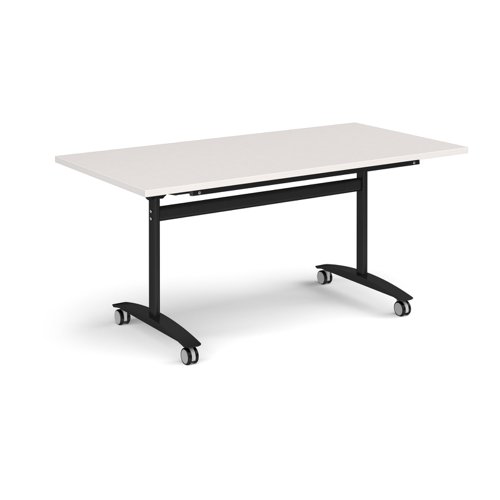 Rectangular deluxe flip top meeting table with black frame 1600mm x 800mm -Light Grey