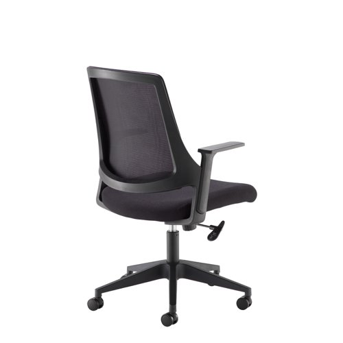 Duffy black mesh back operator chair with black fabric seat and black base DFY300T1-K Buy online at Office 5Star or contact us Tel 01594 810081 for assistance