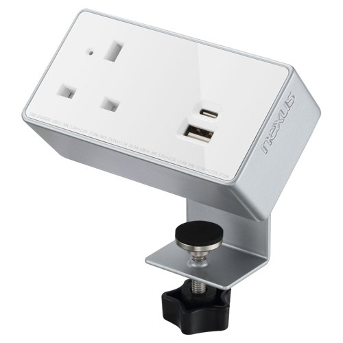 Desktop Power Module 1x 240v UK Socket 30W USB-C, 27W USB-A White