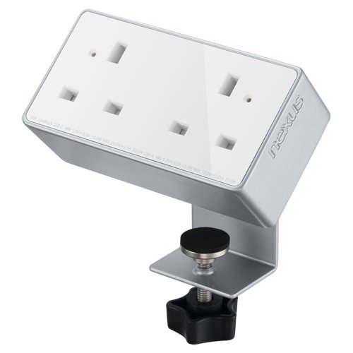 Desktop Power Module 2x 240v UK Sockets White