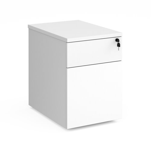 Deluxe 2 drawer mobile pedestal 600mm deep - white