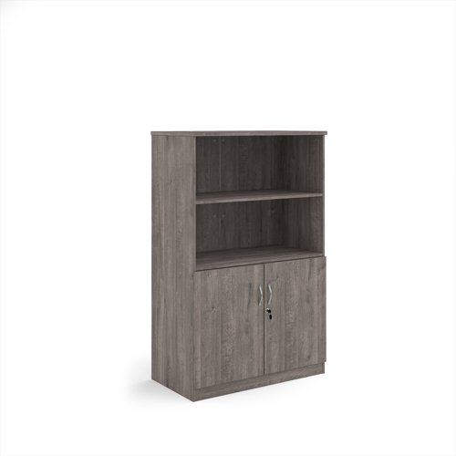 Deluxe combination unit with open top 1600mm high with 3 shelves - Grey Oak