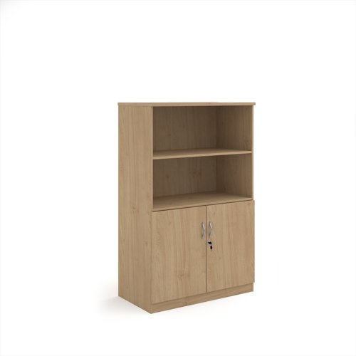 Deluxe combination unit with open top 1600mm high with 3 shelves - Kendal Oak