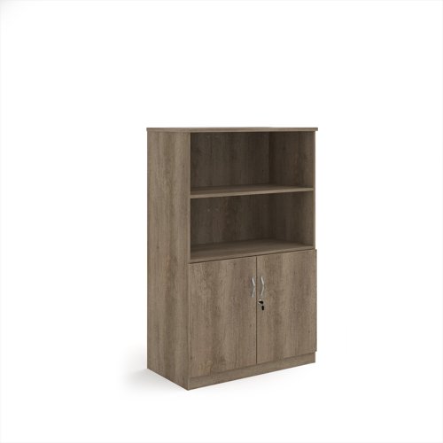 Deluxe combination unit with open top 1600mm high with 3 shelves - Nebraska Oak