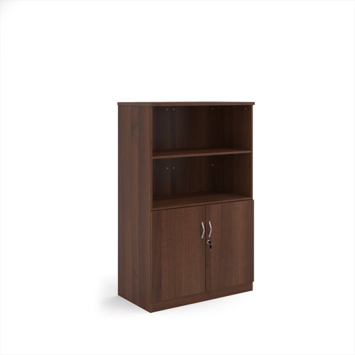 Deluxe combination unit with open top 1600mm high with 3 shelves - Walnut
