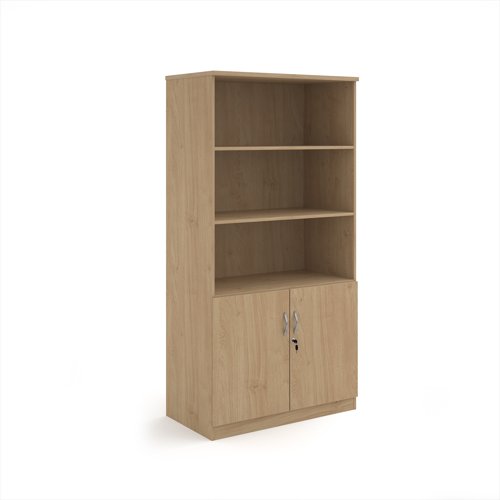 Deluxe combination unit with open top 2000mm high with 4 shelves - Kendal Oak