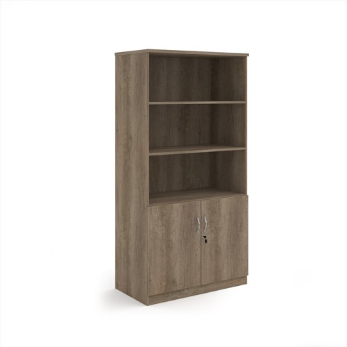 Deluxe combination unit with open top 2000mm high with 4 shelves - Nebraska Oak