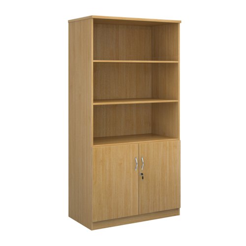 Deluxe combination unit with open top 2000mm high with 4 shelves - oak