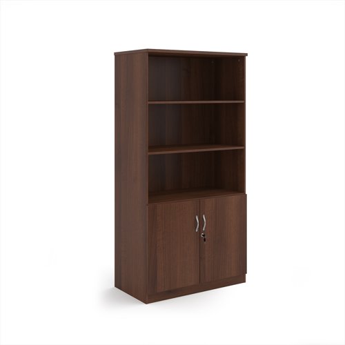 Deluxe combination unit with open top 2000mm high with 4 shelves - Walnut
