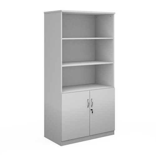 Deluxe combination unit with open top 2000mm high with 4 shelves - white