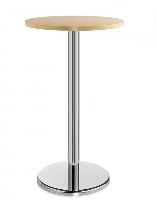 Pisa circular poseur table with round chrome base 800mm - beech