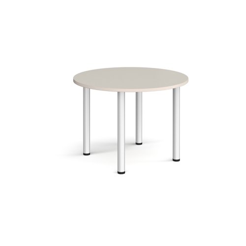 Circular chrome radial leg meeting table 1000mm - Light Grey