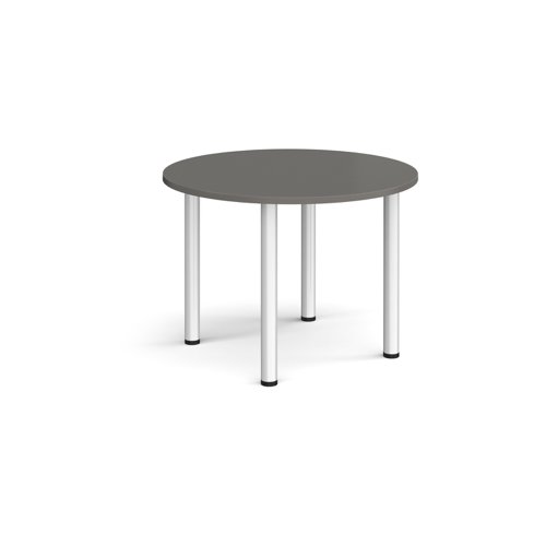 Circular chrome radial leg meeting table 1000mm - Onyx Grey