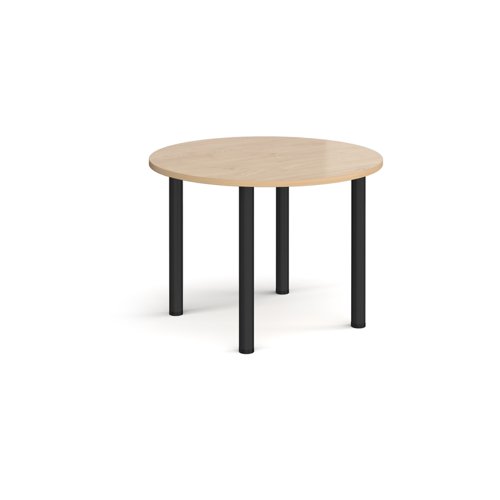 Circular black radial leg meeting table 1000mm - Kendal Oak | DRL1000C-K-KO | Dams International