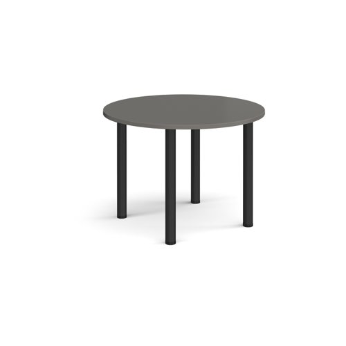 Circular black radial leg meeting table 1000mm - Onyx Grey