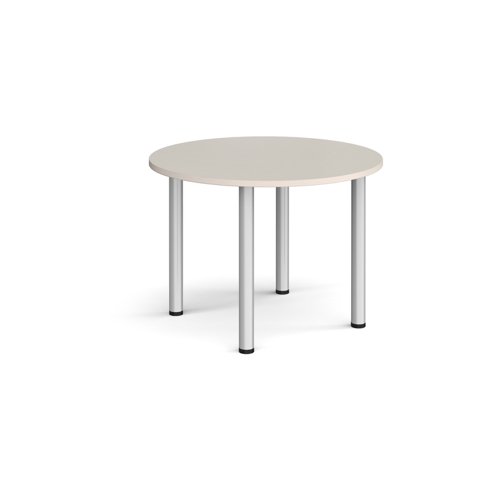 Circular silver radial leg meeting table 1000mm - Light Grey