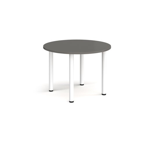 Circular white radial leg meeting table 1000mm - Onyx Grey