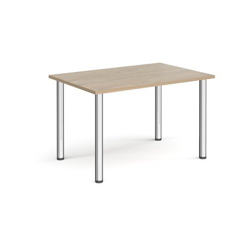 Rectangular chrome radial leg meeting table 1200mm x 800mm - barcelona walnut DRL1200-C-BW Buy online at Office 5Star or contact us Tel 01594 810081 for assistance