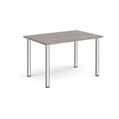 Rectangular chrome radial leg meeting table 1200mm x 800mm - grey oak