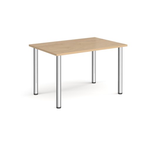 Rectangular chrome radial leg meeting table 1200mm x 800mm - kendal oak DRL1200-C-KO Buy online at Office 5Star or contact us Tel 01594 810081 for assistance