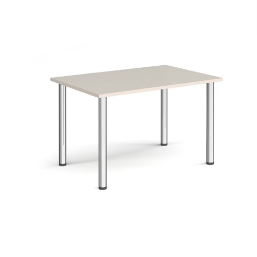 Rectangular chrome radial leg meeting table 1200mm x 800mm - Light Grey | DRL1200-C-LG | Dams International