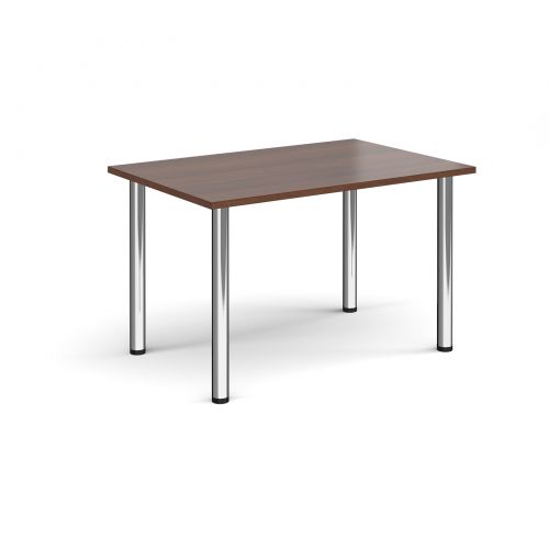 Rectangular chrome radial leg meeting table 1200mm x 800mm - walnut