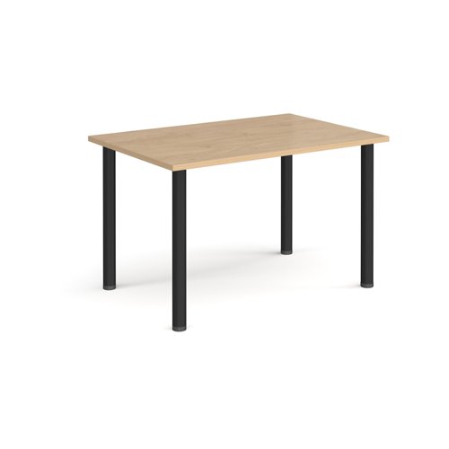 Rectangular black radial leg meeting table 1200mm x 800mm - kendal oak DRL1200-K-KO Buy online at Office 5Star or contact us Tel 01594 810081 for assistance