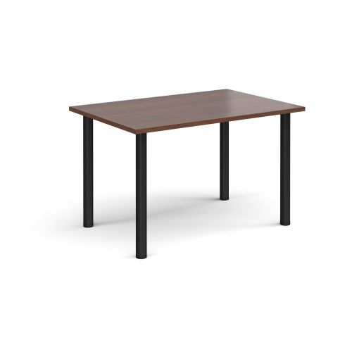 Rectangular black radial leg meeting table 1200mm x 800mm - walnut