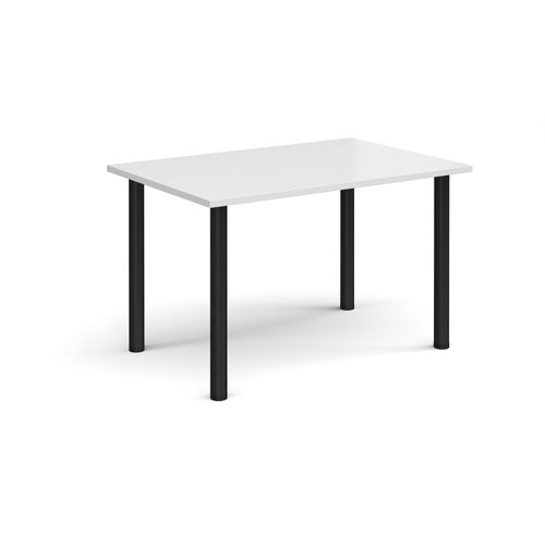 Rectangular black radial leg meeting table 1200mm x 800mm - white Meeting Tables DRL1200-K-WH
