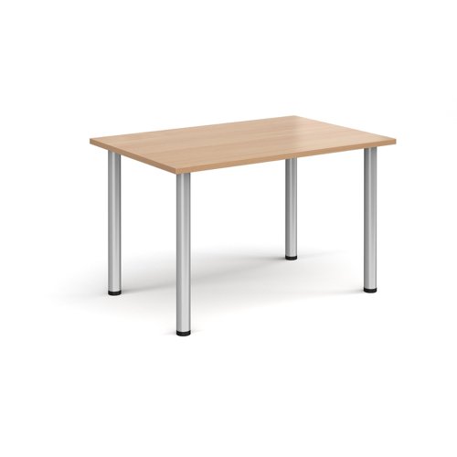 Rectangular silver radial leg meeting table 1200mm x 800mm - beech DRL1200-S-B Buy online at Office 5Star or contact us Tel 01594 810081 for assistance