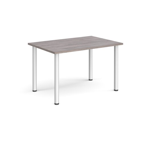 Rectangular silver radial leg meeting table 1200mm x 800mm - grey oak
