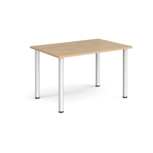 Rectangular silver radial leg meeting table 1200mm x 800mm - Kendal oak