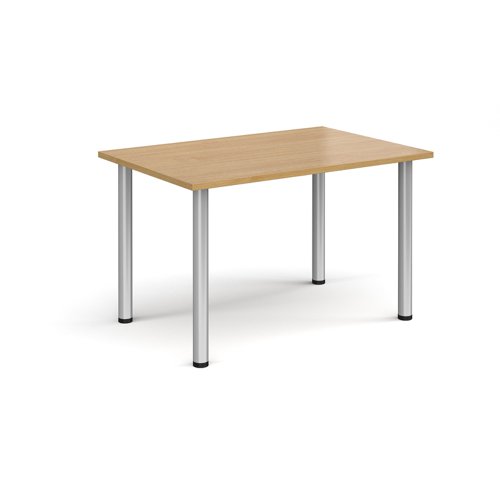 Rectangular silver radial leg meeting table 1200mm x 800mm - oak DRL1200-S-O Buy online at Office 5Star or contact us Tel 01594 810081 for assistance