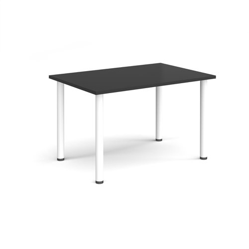 Rectangular white radial leg meeting table 1200mm x 800mm - Black | DRL1200-WH-BK | Dams International