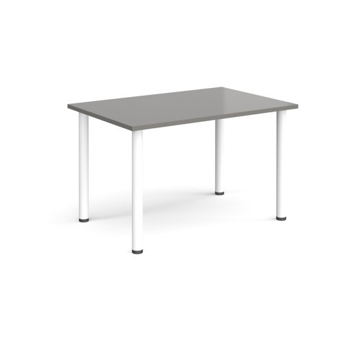 Rectangular white radial leg meeting table 1200mm x 800mm - onyx grey