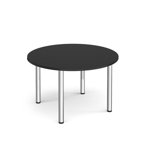 Circular chrome radial leg meeting table 1200mm x 800mm - Black | DRL1200C-C-BK | Dams International